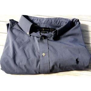 Polo Ralph Lauren Button up‎ Shirt Blue Gingham Check Plaid Pony Logo XLT Tall